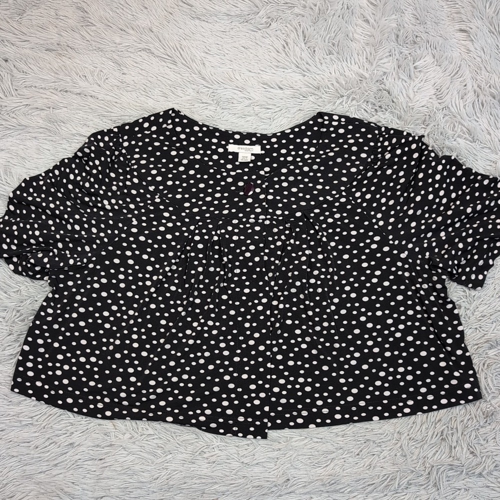 Dressbarn Shirt Womens 18W‎ Black Top Comfort Casual Preppy Polk A Dot